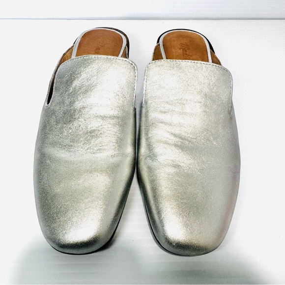 Madewell The Willa Silver Leather Mules Size 8 - Picture 6 of 13